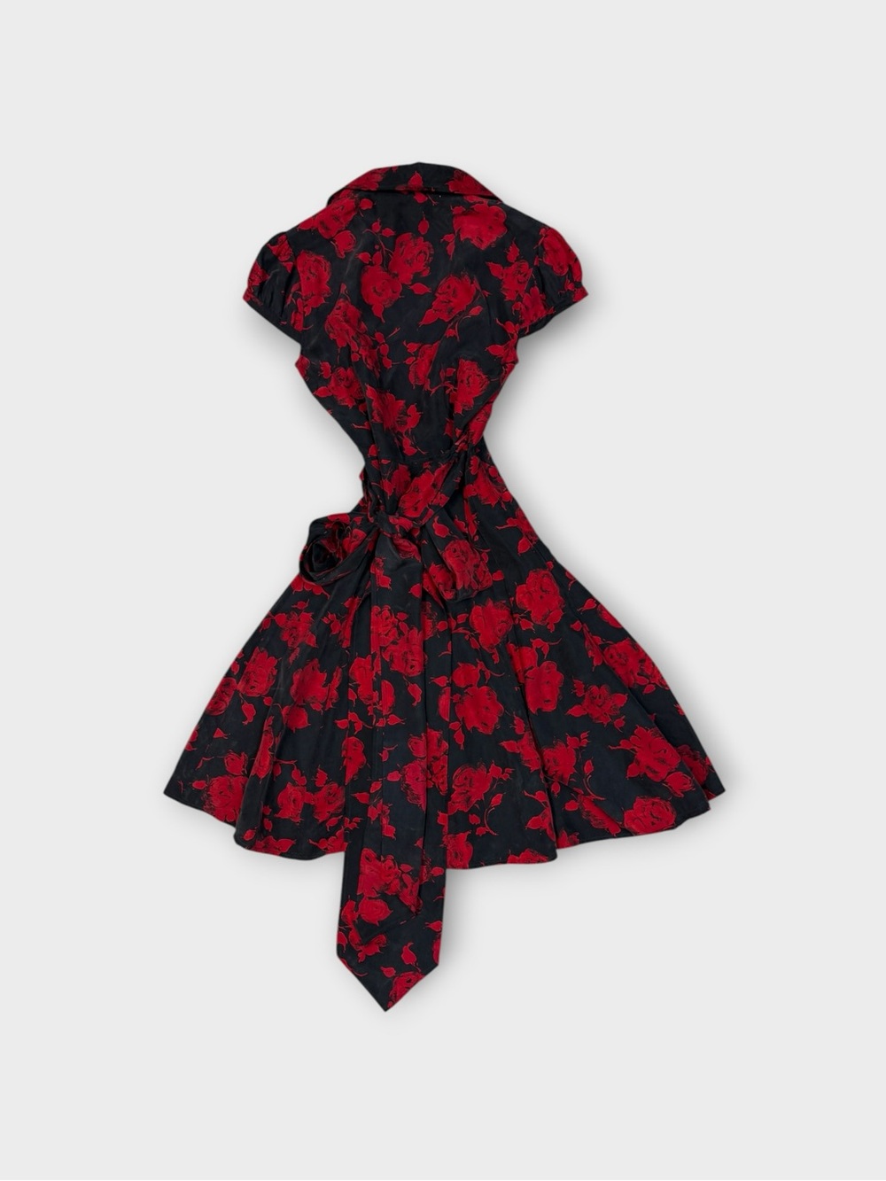 Moda International | Red Rose Silk Wrap Dress 100% silk - Picture 2 of 6